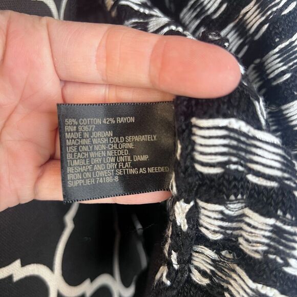 Worthington Black & White Checkered Knit Open Front Cardigan Sweater Size XL - Picture 7 of 8